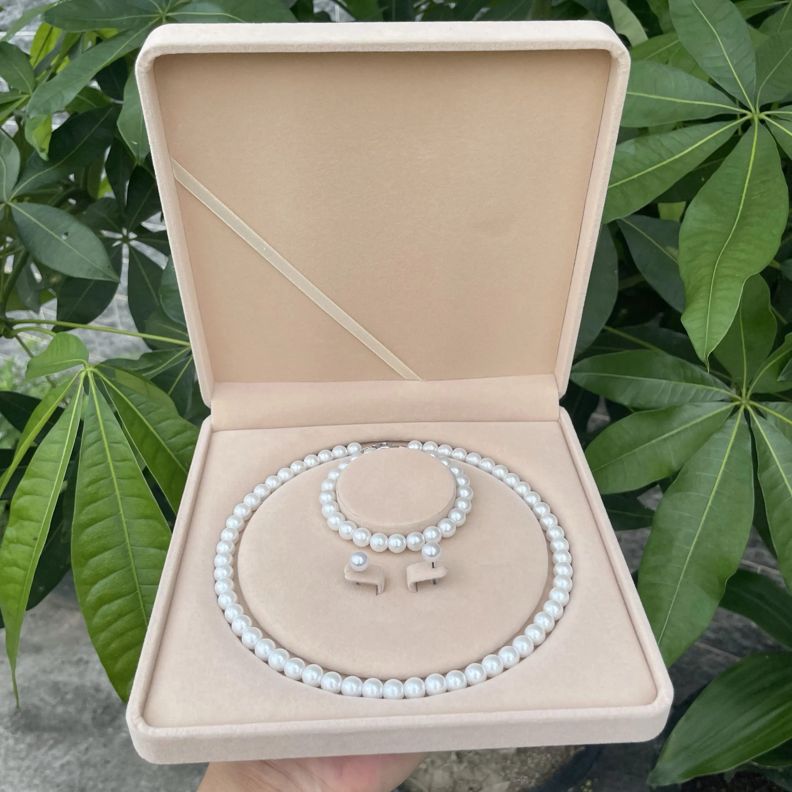 Elegant AAAA8-9mm natural Japanese pearl necklace 18in+bracelet 7.5-8in earrings 925s - box needed Contact customer service