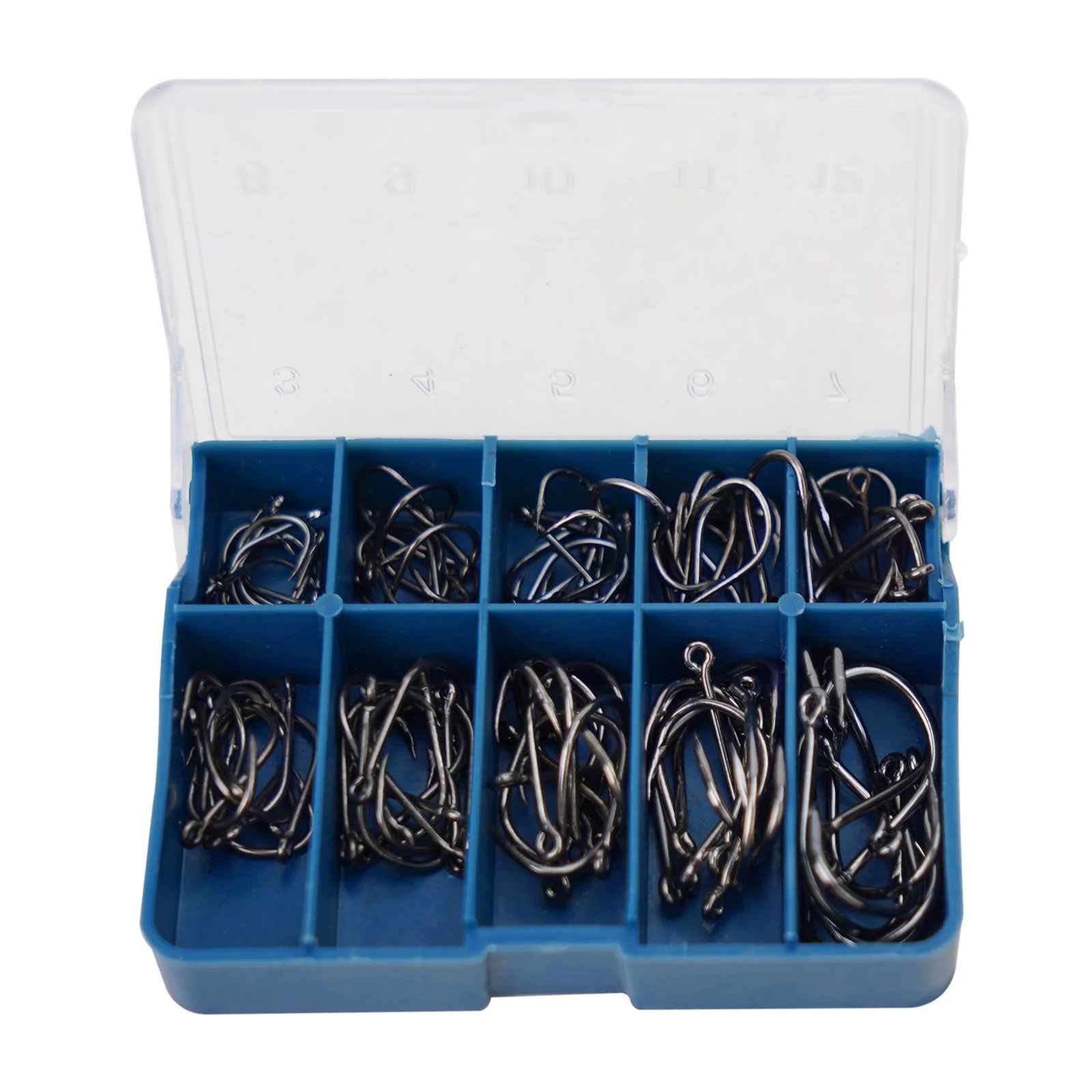 1 Box 100pcs 3-12# Carbon Steel Fly Barb Fishing Hooks Fly Tying Fishing Hooks Stored In A Durable Box Convenient For Carrying