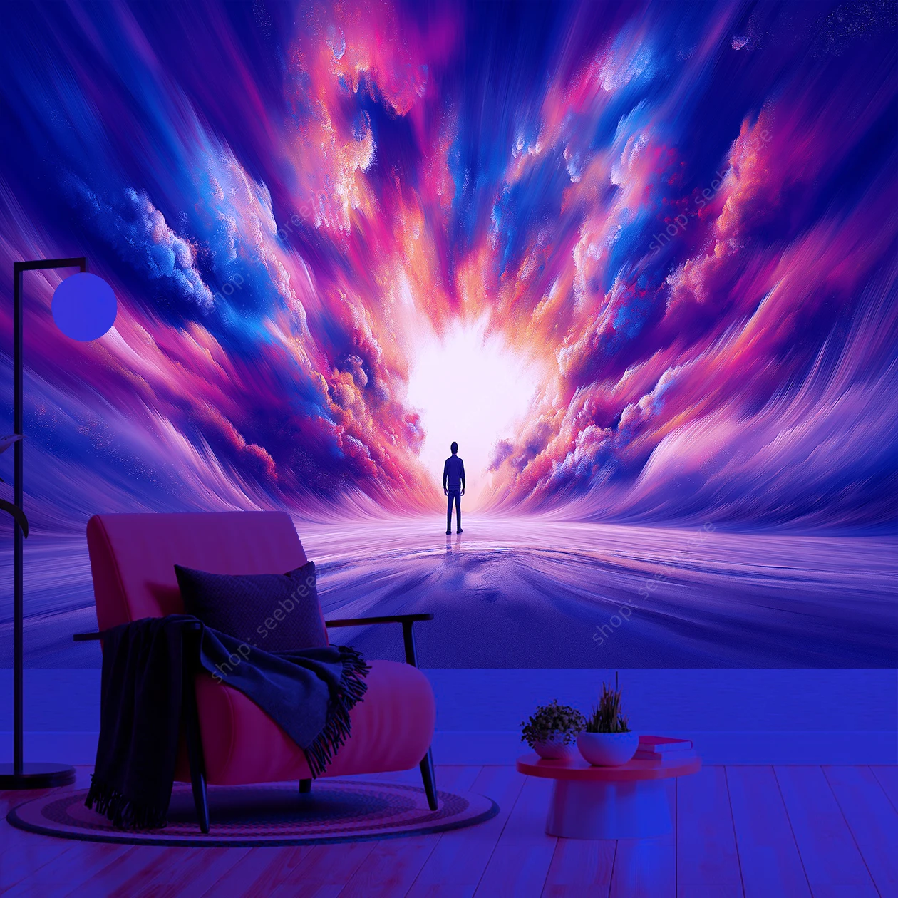 Inspirational Explosive Sky UV Reactive Tapestry Wall Hanging for Hippie Home Wall Decoration Bedroom Poster Gift for Friend