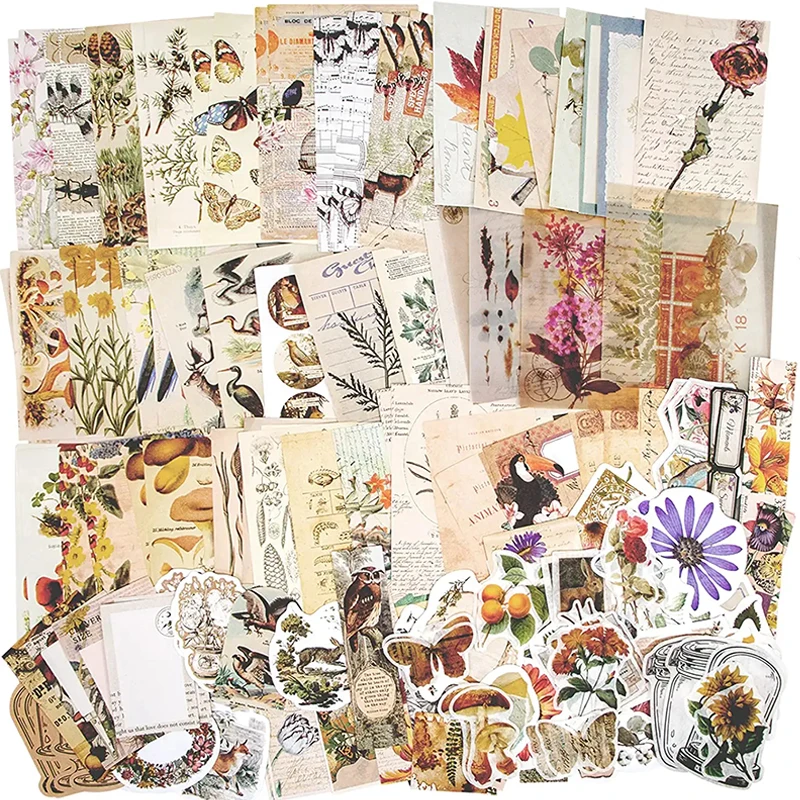 260Pcs Vintage Art Scrapbooking Supplies Stickers Aesthetic Washi Stickers Paper Kit for Bullet Journals Daily Planner DIY Craft