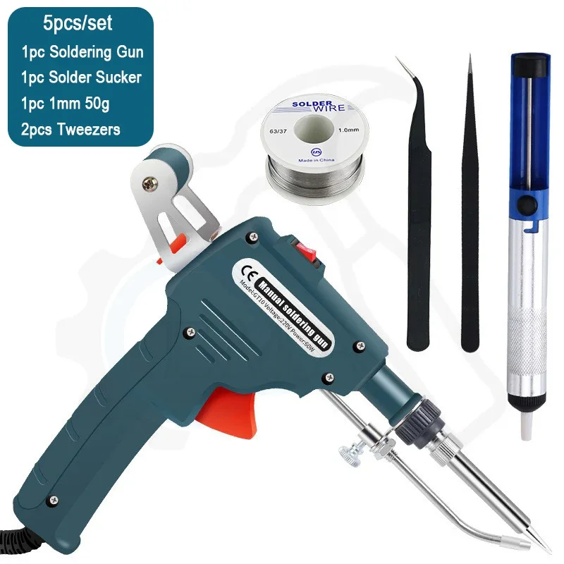 

60W Automatic Soldering Gun with Tin Feeding, Multifunction Handheld Internal Heating Iron Welder Repair Tool 110V/220V