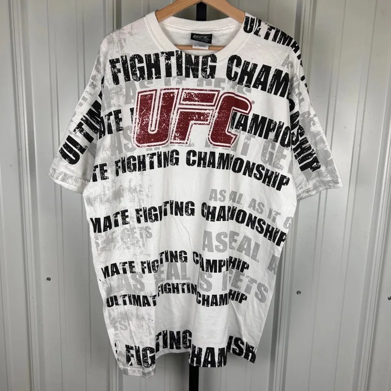 UFC Fighting Night Boxing Camiseta de manga corta de algodón para hombres y mujeres Deportes Ocio Moda Adultos y niños