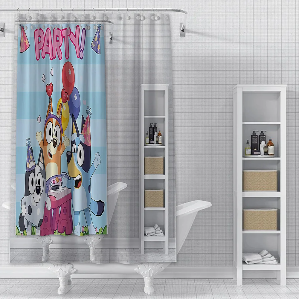 Cute cartoon B-BlueyS Shower Curtain Waterproof Polyester Fabric Paint Bath Curtains Home Bathroom Decor Curtain With Hook