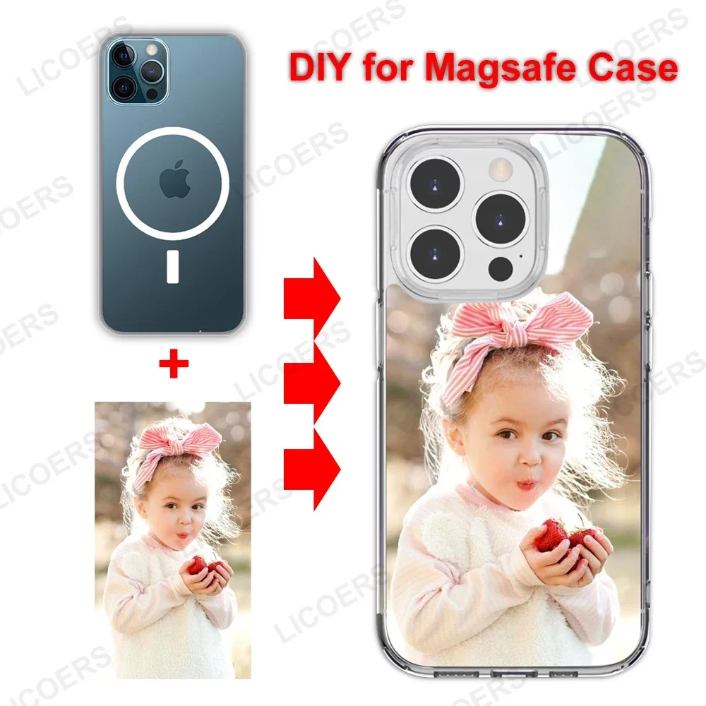 DIY Acrylic Wireless Charge Case for iPhone 16 15 14 13 12 Pro Max Plus Custom Photo Logo Cover Strong Magnetic Magsafe Shell