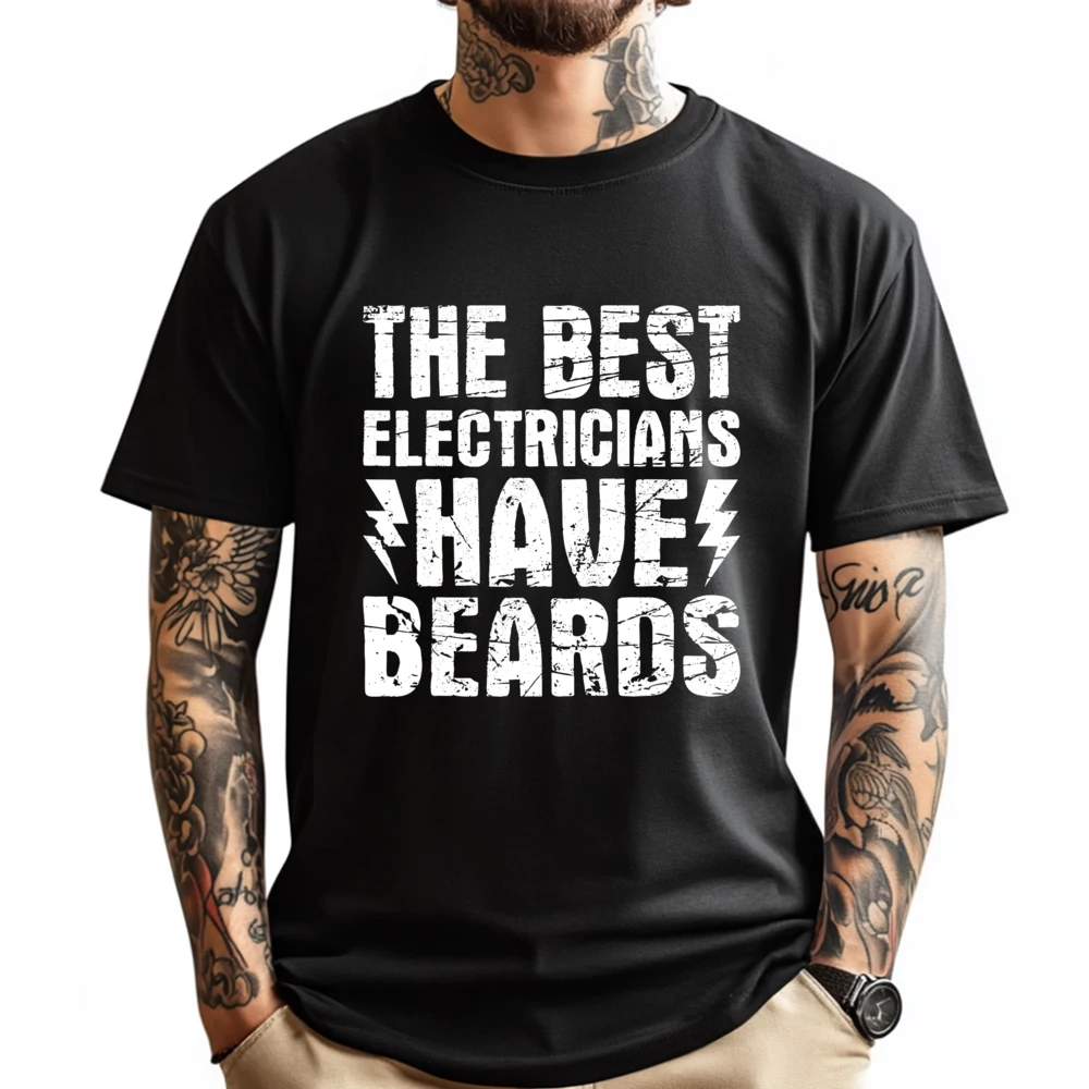 

The Best Electricians Have Beards Lineman Electrical Vintage T Shirt Men Camiseta Masculina Halloween
