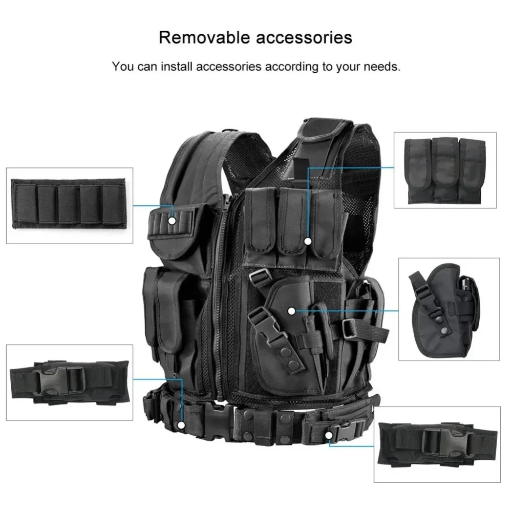 Politie Tactisch Vest Airsoft Trainingsjack Molle Tactisch Vest Militaire Vesten Kogelvrije Vesten Veiligheidsvest Outdoor Jachtvest