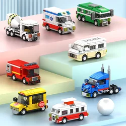 8/1PCS City Series Building Blocks School Bus Camper Model Truck Ambulance Brick Children Educational Assembly Toy Gift with box