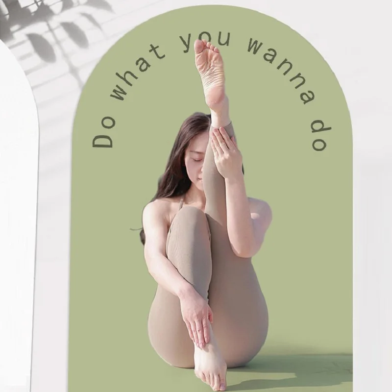 Tapetes de Yoga Personalizados Antiderrapantes, Ecológicos, de Borracha Natural, Formato Oval, Tapete de Yoga em Borracha PU, Formato de Arco, 181*66*5mm