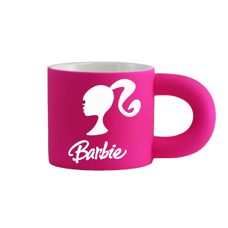 Kawaii Barbie Cute Coffee Mug Anime Women Fashion 330ml Ceramic Breakfast Milk Juice Tea Coffee Handle Cup Birthday Gift Kitchen