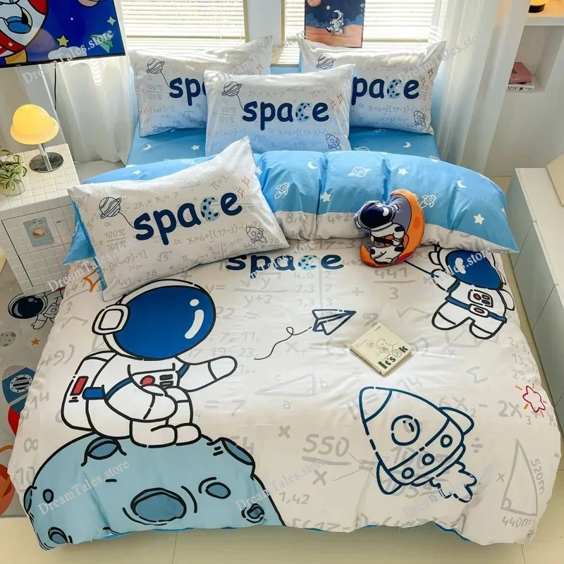 

Exquisite 3D Cartoon Astronaut Wallpaper Space Planet Print Bedding Set Duvet Cover Comforter Bed Youth Kids Girls Boys Gift