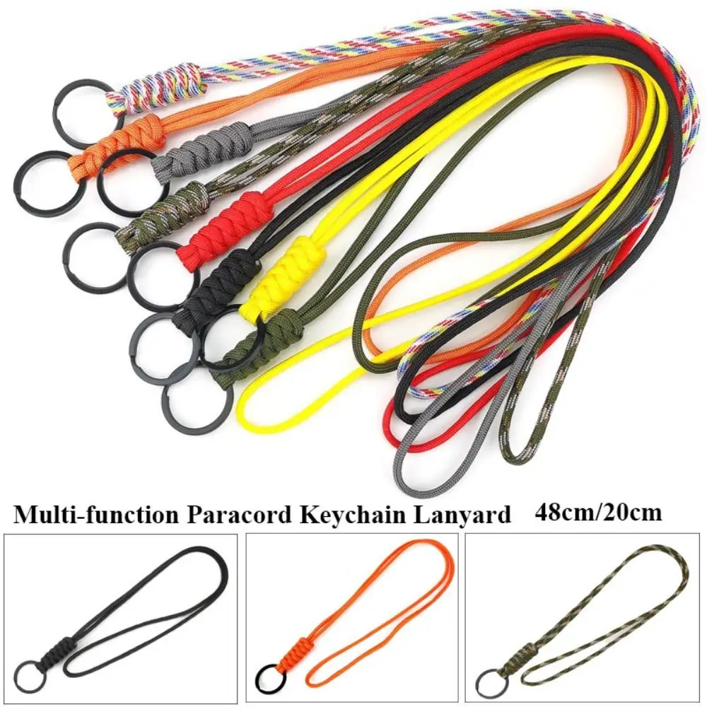 High Quality 48cm/20cm Paracord Keychain Lanyard Multi-function 20 Styles Round Buckle Emergency Survival Tool Outdoor Tool