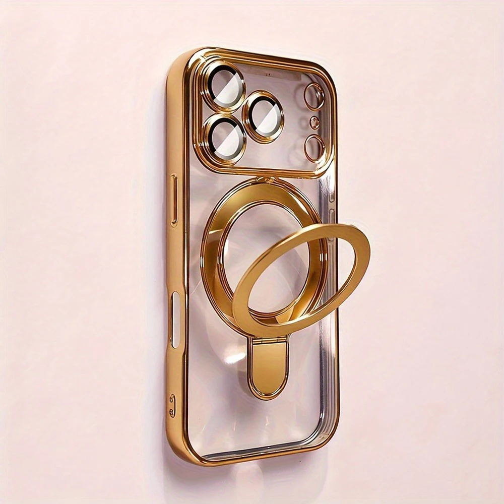 Luxuriöse magnetische Handyhülle mit Ständer für iPhone 17 16 15 14 13 Pro Max – Transparente Hülle mit MagSafe-Kompatibilität