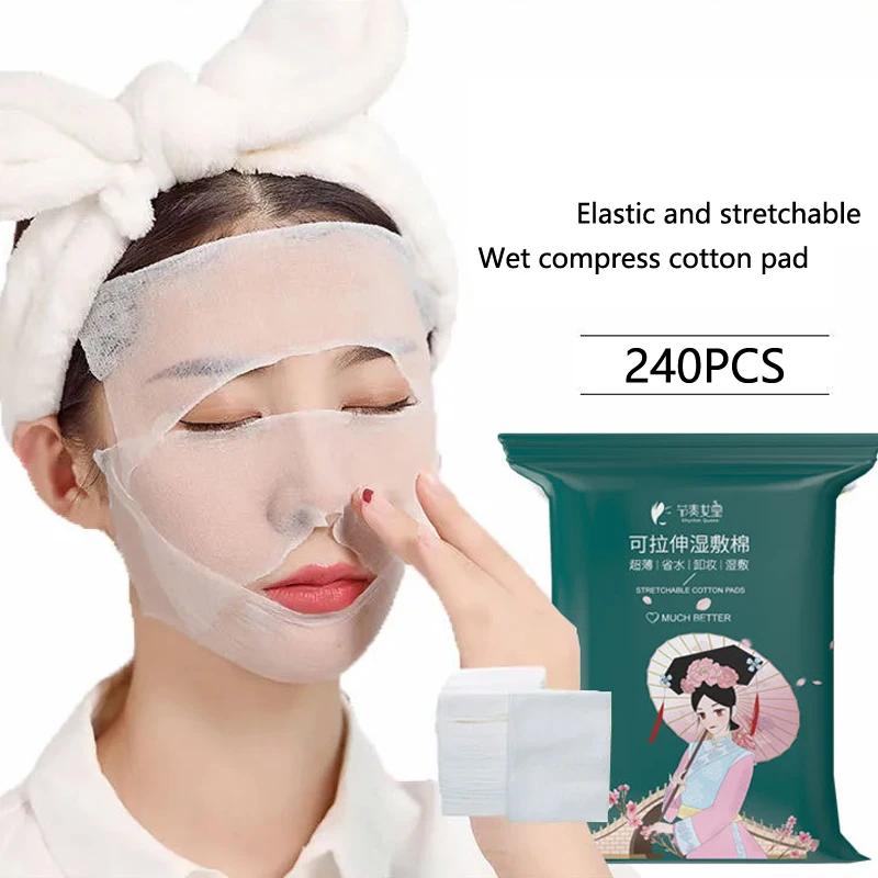 240Pcs/Bag Gauze For Face Makeup Cotton Pads Stretchable Disposable Cosmetic Cotton Mask Wet Compress Wipe Cleaning