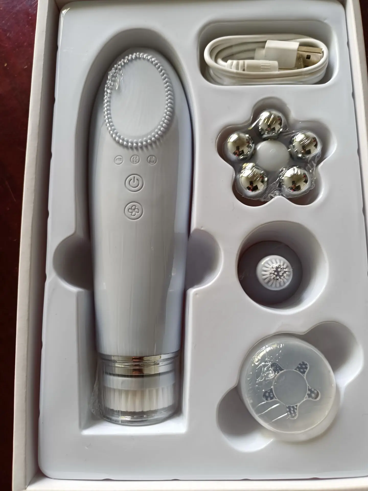 Herramienta de masaje de belleza para rostro y cuello, herramienta facial, cabezal rodante de metal