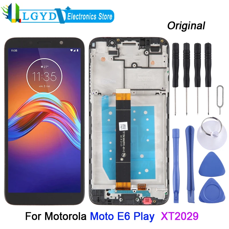 

ЖК-экран 5,5 дюйма для Motorola Moto E6 Play XT2029, дисплей для телефона и дигитайзер, полная сборка, запасная часть с рамкой