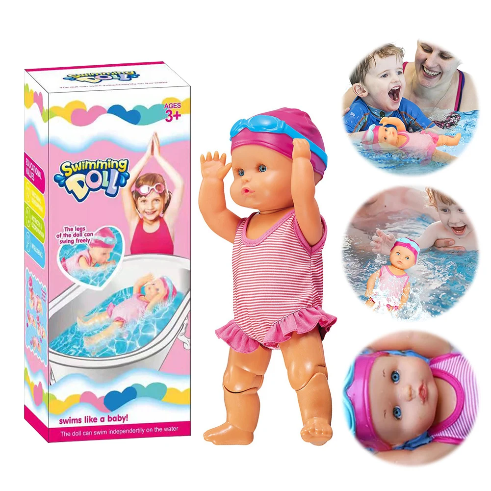 

Swimmer Doll Waterproof Kids Bathroom Bath Toy with Movable Joint and Detachable Suit Baby Bathtub Toy Birthday Gift for Kids