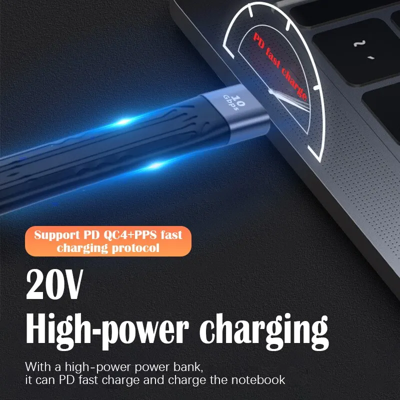 Image 3: Double tête Type C Pd charge rapide Usb3.1 disque dur haute vitesse 10g court 100w Lightning 3 câble de données Portable Ultra court