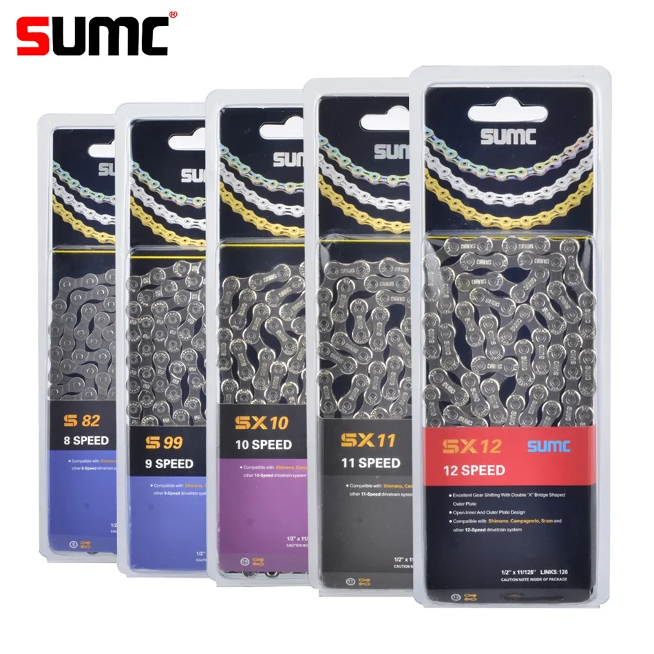 

SUMC 9/10/11/12 Speed Bicycle Chain MTB Mountain Road Bike Chain for SHIMANO Campagnolo SRAM Half Hollow Bicycle Chain 116L