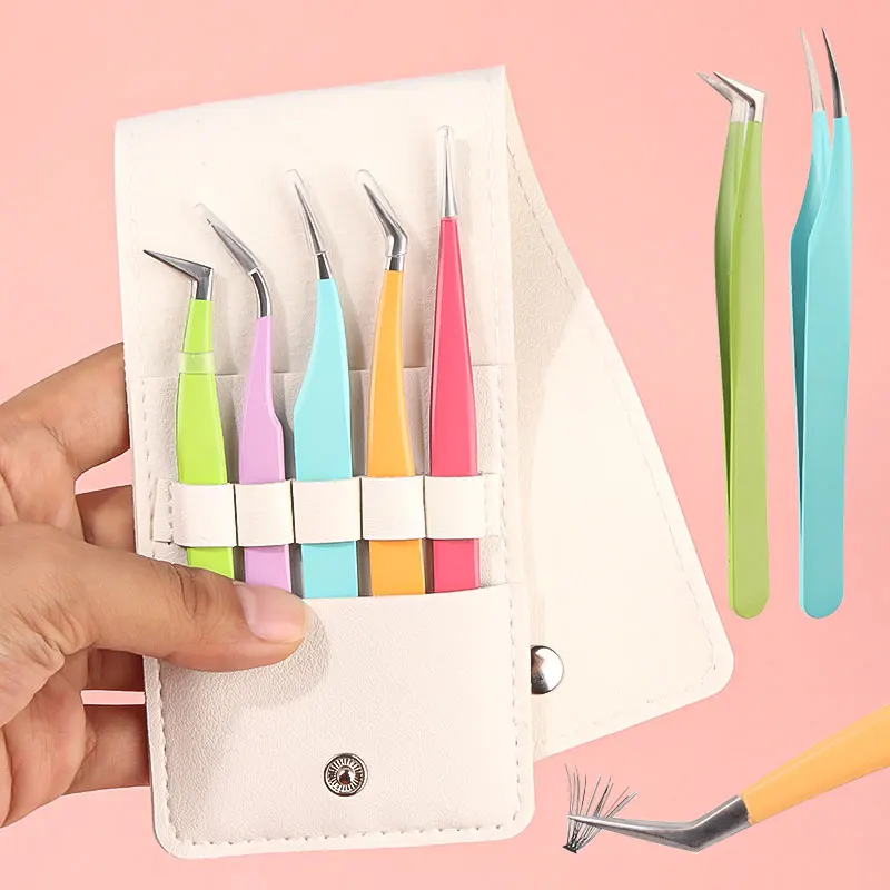 Tweezers Leather Case Collection Eyelash Extension Tweezer Holder Storage Professional Portable Safety Storage Bag Makeup Tools