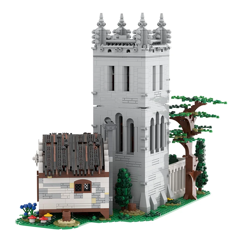 Gobricks MOC Vintage Castle Library Medieval Library Building Blocks Model Mysterious  Bricks Assembled Toy for Children Gift