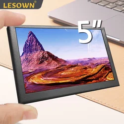LESOWN Touch Screen Display 5 inch IPS 800x480 LCD Small Monitor HDMI mini Sub Screen with Metal Shell for Laptop Windows PC