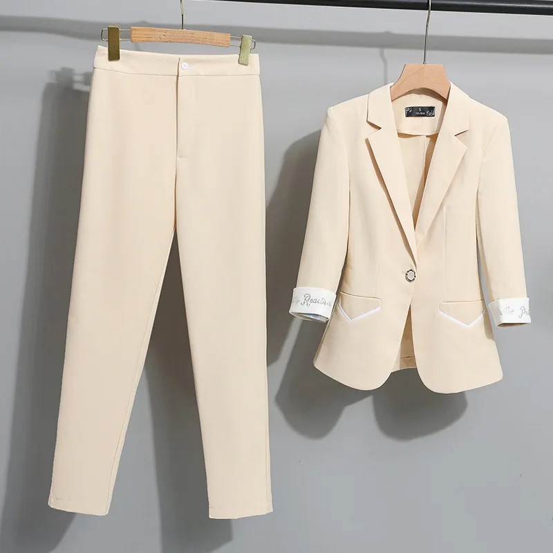 Spring Summer Formal Elegant Women Business Suits with Pants and Jackets Coat Professional Blazers Trousers Set Office Work Wear