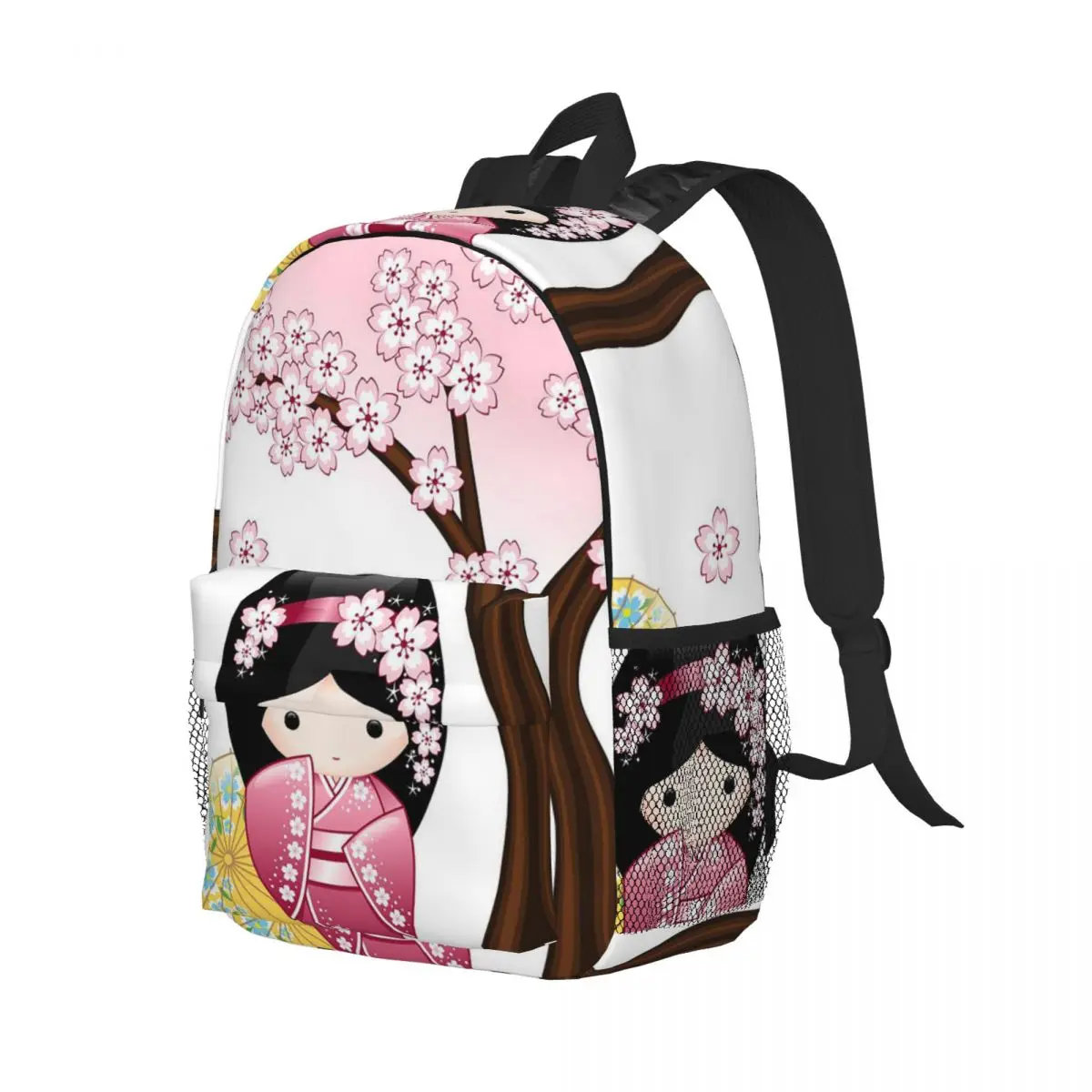 Japanese Red Sakura Kokeshi Doll Backpack Hot Sale Daypack Large Capacity Boy Girl BookBag Shoulder Bag for Men Women School Bag