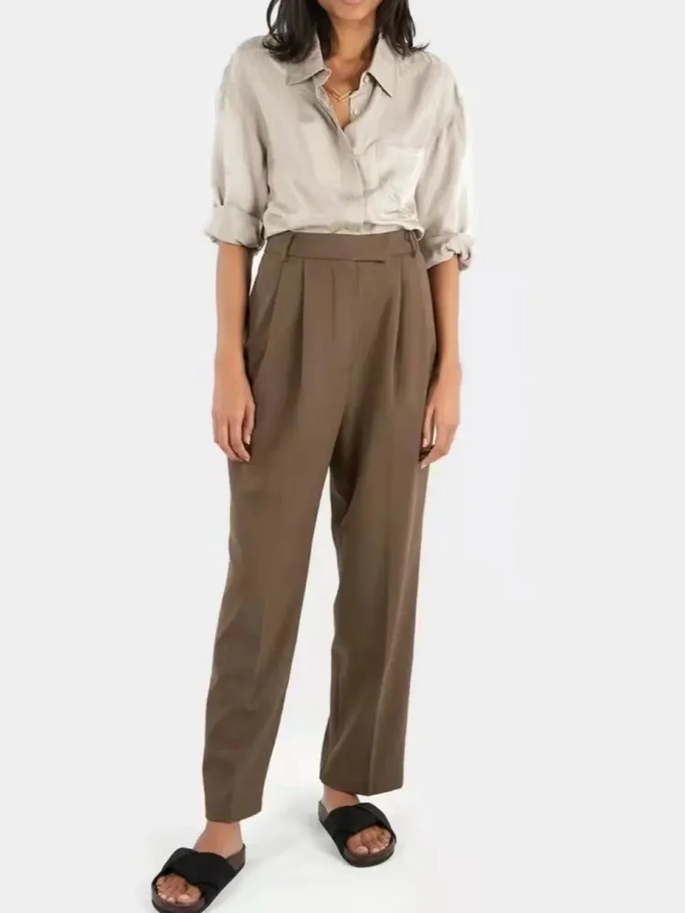 

Ladies Casual Tube Trousers Versatile Single-Breasted Blazer Coat or Slim High Waist Ankle-length Suit Pants for Women