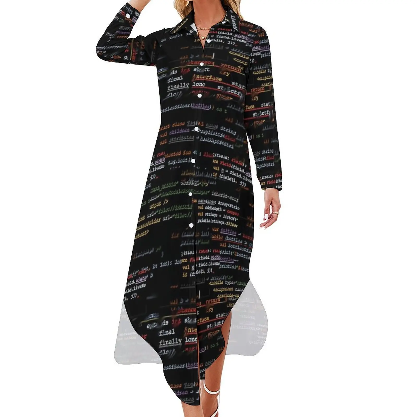 

Code4 Long Sleeved Shirt Dress evening dresses luxury 2024 summer dress korean women