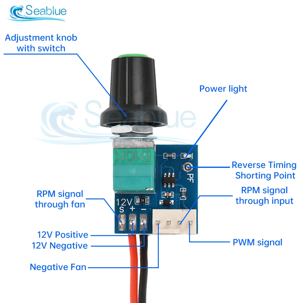 DC5-12V Manual Four-Wire PWM Fan Speed Motor Controller Board With Knob Switch Electrical Equipment Governor Module Power Supply