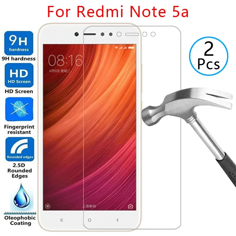 Protector de pantalla de vidrio templado para Xiaomi Redmi Note 5a, funda para Xiaomi Note5a Not 5 a A5 Not5a, 2 uds.