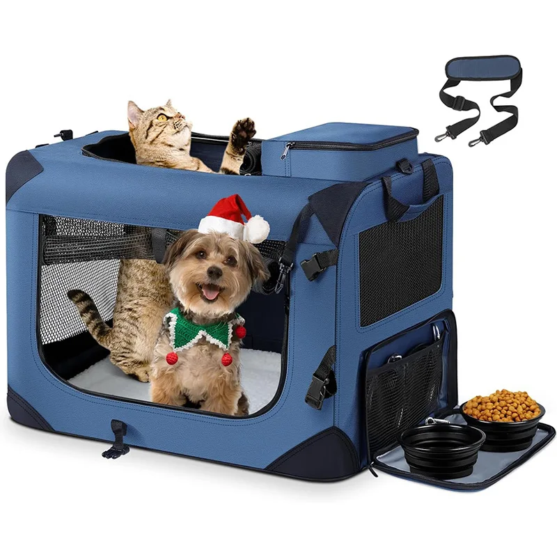 Pet car dog cage medium and large dog nest portable cat bag large capacity two cats outdoor folding pet bag