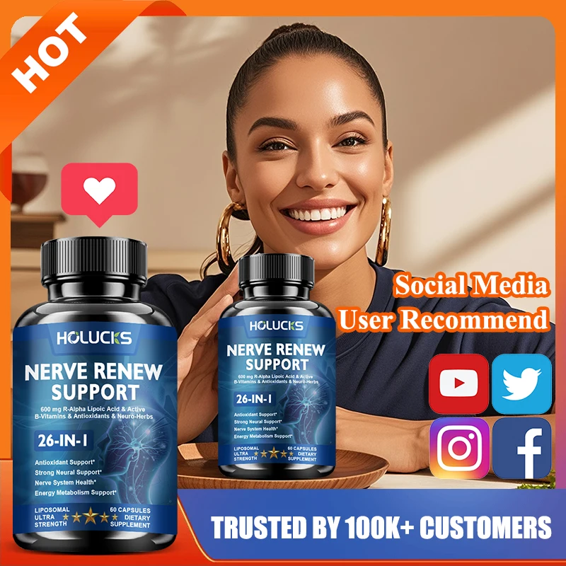 

HOLUCKS Nerve System Support Supplement, with 26-in-1 Blend, Promote Nerve Health, Brain Function, Metabolism & Sustained Energy