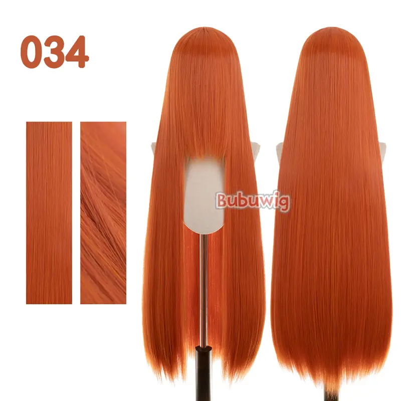 Bubuwig Synthetic Hair 100cm Long Straight Pure Color Cosplay Wigs Over 100 Colors Black White Red Blue Brown Wig Heat Resistant - Image 22