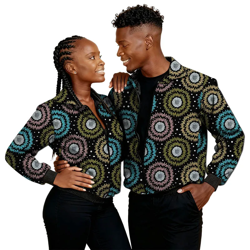 سترات زوجين مطبوعة أفريقية ملابس مخصصة للرجال/النساء بازان الثراء نمط عرقي سستة منفذها سترة ملابس الشارع الشهير غير رسمية