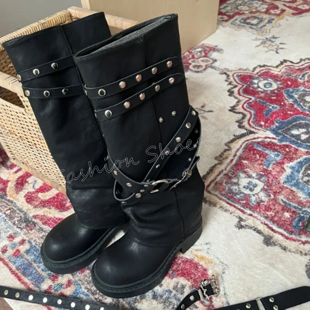 أسود جولة تو برشام ديكور مشبك ديكور الأحذية كعب عالي مكتنز أحذية عالية الكعب للنساء الكعوب 2025 جديد Zapatos Para Mujere #2