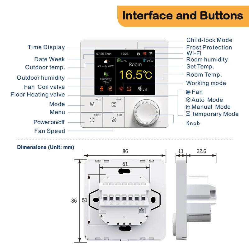 Smart WiFi Temperature Remote Controller Tuya Thermostat Humidity for Water/Electric Floor/Gas Boiler Voice Google Yandex Alexa