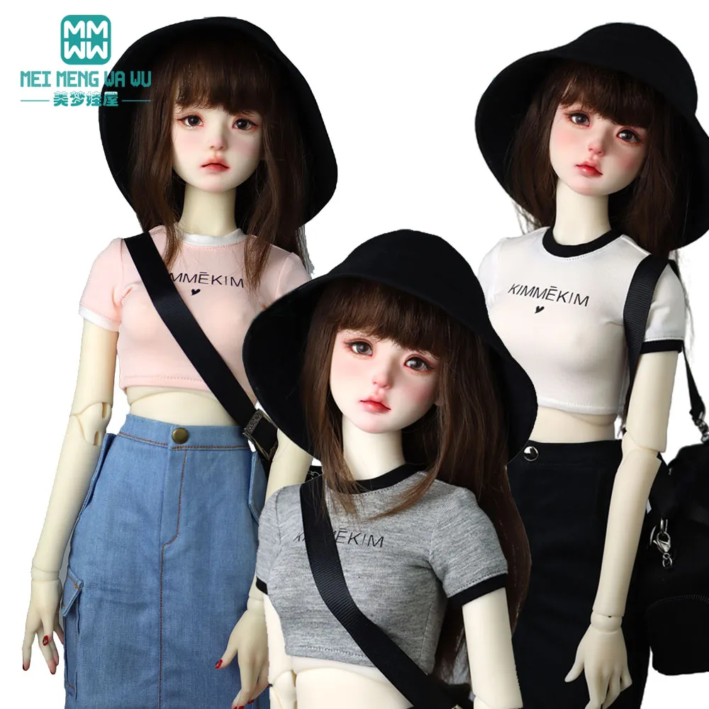 

BJD doll clothes 1/3 1/4 DD SD Doll Fashion T-shirt white, pink, black girl gift