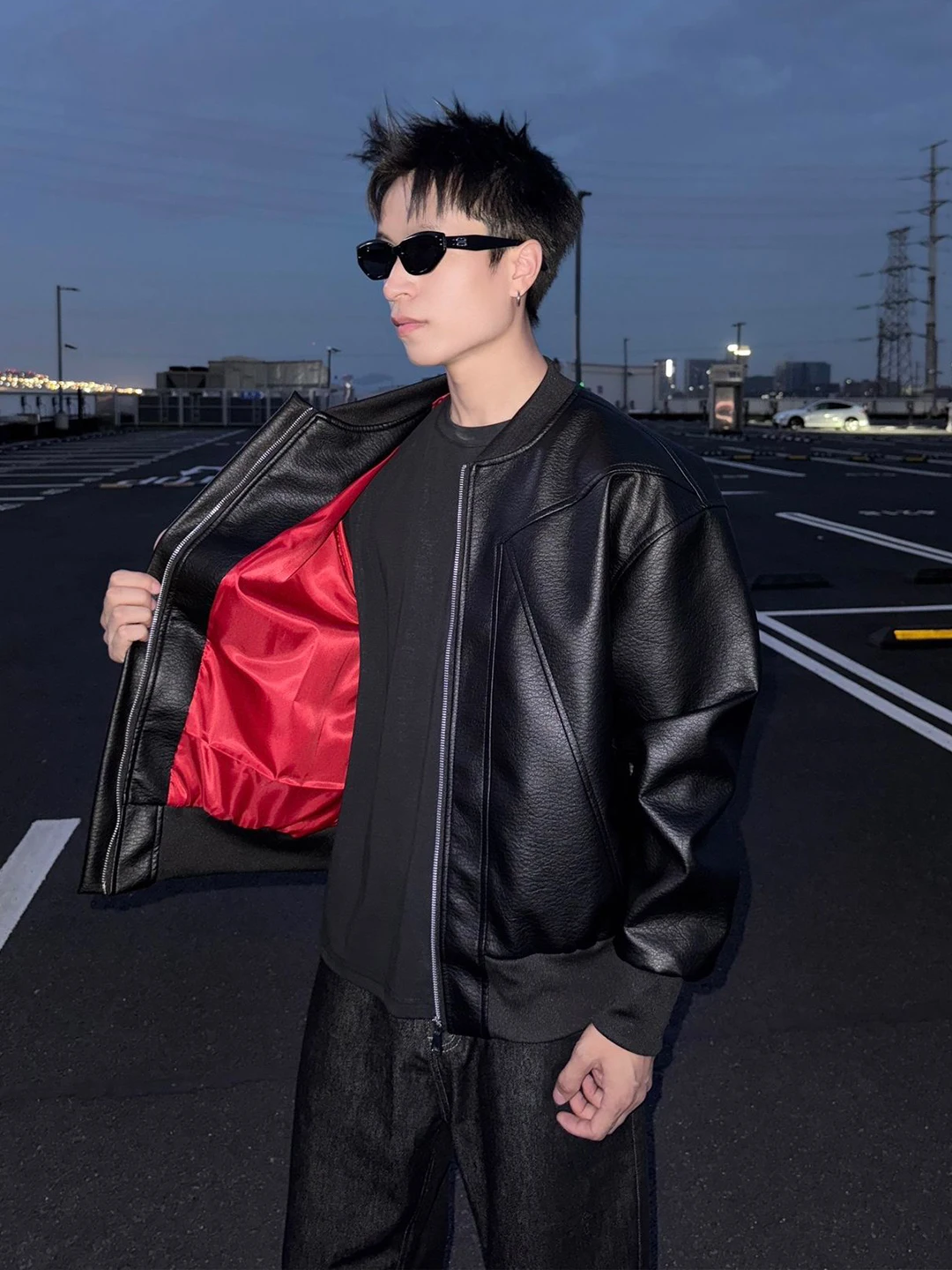 

American Sle ort Leather Jaet Men's Flight Motorcycle Jaet Cool Haome Biker Baseball Cotton Polyester