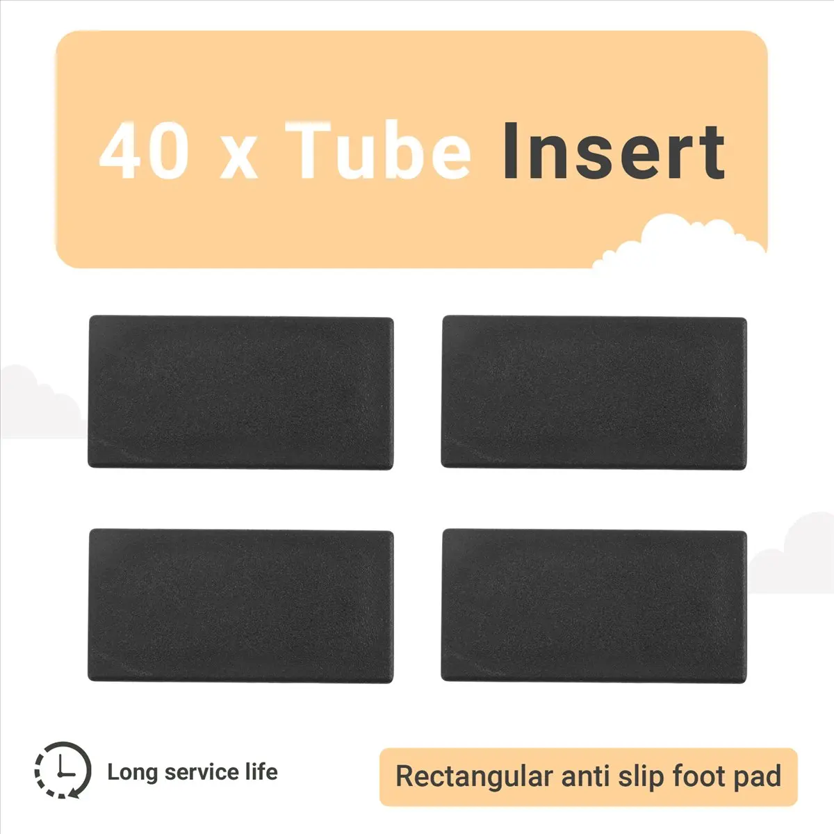 Zaślepki plastikowe AT16 do rur, wkładki do rur, 25mmx50mm, 40 sztuk, czarne