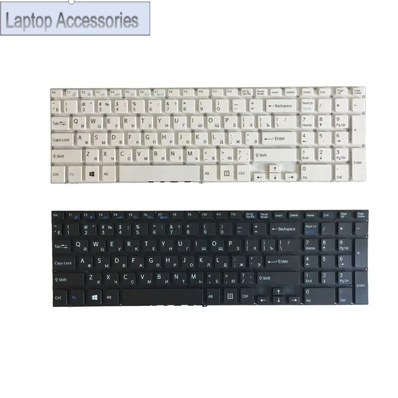 Teclado ruso RU para Sony VAIO SVF152C29V SVF153A1QT SVF15A100C SVF152100C SVF1521Q1RW teclado blanco negro para ordenador portátil
