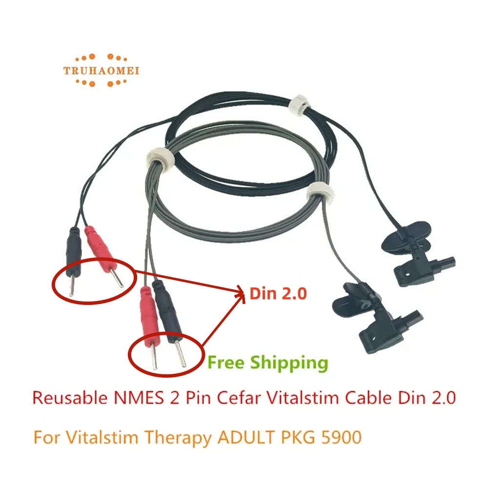 

For Vitalstim Leadwire Adult PKG 5900 Cefar Primo Pro Handheld Therapy Unit 2 Pin Reusable Tens EMS Cable Snap Needle Electrodes