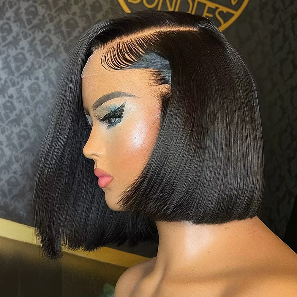 

Недорогие парики из натуральных волос: 13x4, 13x6 HD Lace Front, прямые, короткие боб-парики, 7x5 безклеевые парики Lace Frontal для женщин