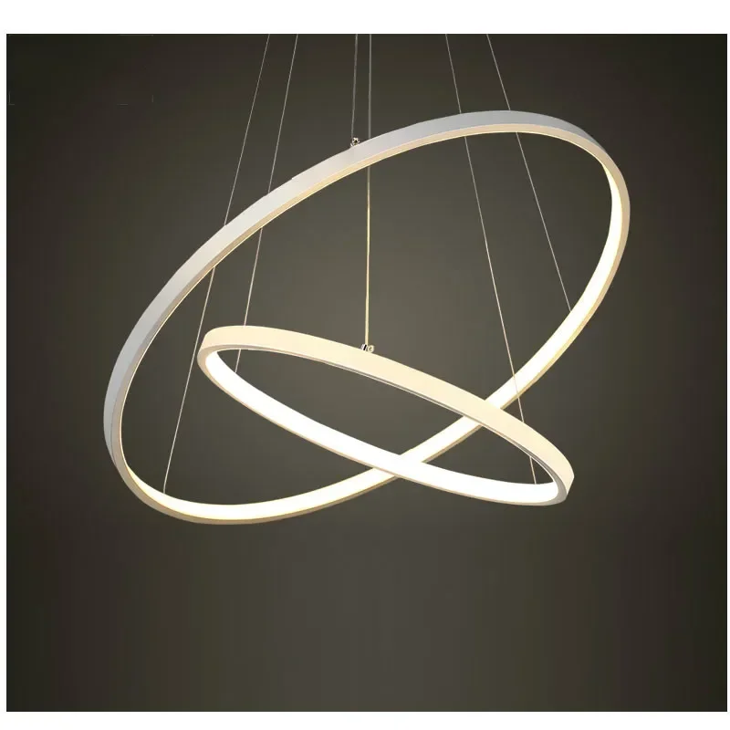 الحديثة الأبيض LED الثريا 40/60/80 سنتيمتر ثلاثة حلقة دائرة تصميم إضاءة المنزل الداخلي لتناول الطعام غرفة نوم غرفة المعيشة #3