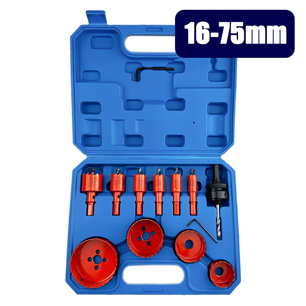 

11pcs 16-75mm M42 Bi-Metal Drill Bit HSS Steel Drilling Hole Saw Drill Bit Carpentry Wood Drilling Crown For Metal Aluminum Iron