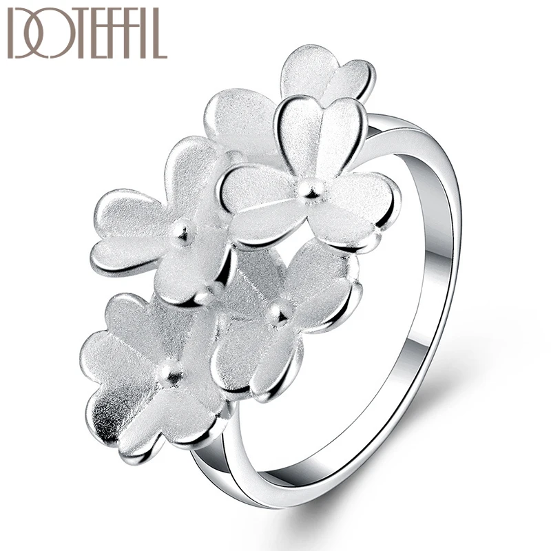 Anello di fiori Color argento per gioielli con ciondoli regalo per feste di fidanzamento di nozze di moda donna