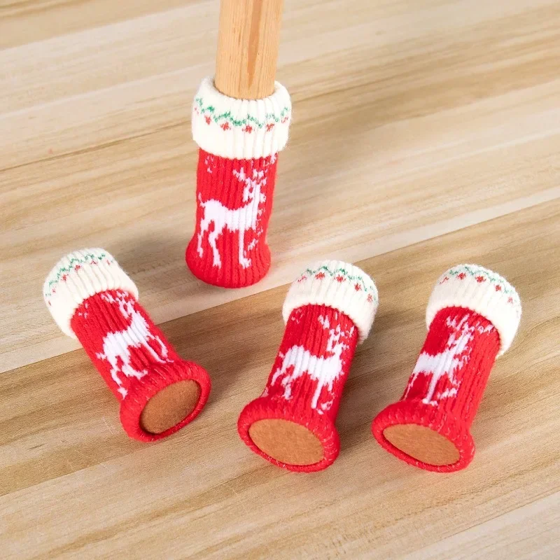 Christmas Reindeer Chair Leg Socks - Thick Bottom, Anti-Scratch Anti-Slip Noise Reduction Furniture Leg Protector Covers