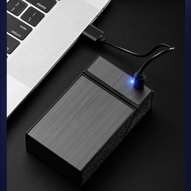 20 Thick Cigarette Case Tungsten Wire Igniter USB Charging Lighter Outdoor Waterproof and Moisture proof Electronic Lighters view 5