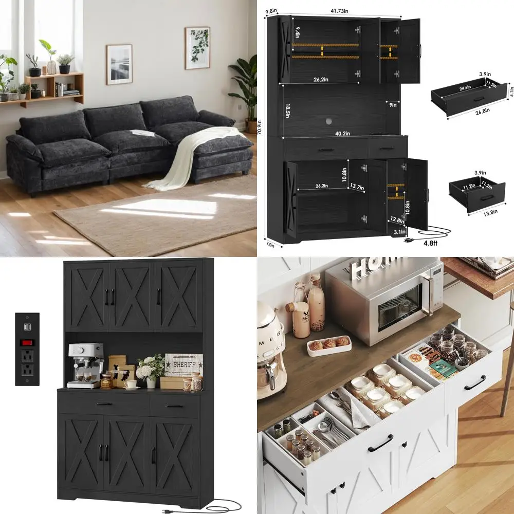 Karl's modulaire sectionele bank met diepe zitplaatsen en poef, chenille bedekte slaapbank voor comfortabel woonkamermeubilair