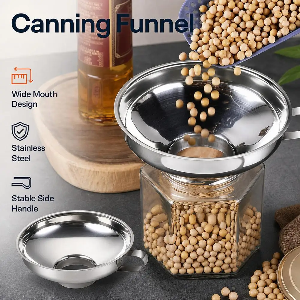 Wide Mouth Stainless Steel Funnel Kitchen Making and Spice Transfer Efficient Hopper Design for Water and Liquid Storage